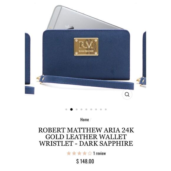 Robert Matthew Aria 24K Gold Leather wristlet Phone wallet - Picture 1 of 12
